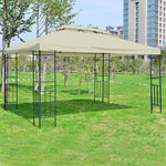 Homcom tonnelle pavillon de jardin barnum style colonial double toit 4 x 3 m acier crème