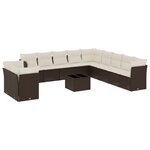 vidaXL Salon de jardin avec coussins 12 Pièces marron résine tressée