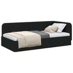 vidaXL Cadre de lit d'angle avec tête de lit Noir 100 x 200 cm tissu