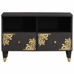 vidaXL Meuble TV Noir 70 x 33 x 46 cm Bois de mangue massif