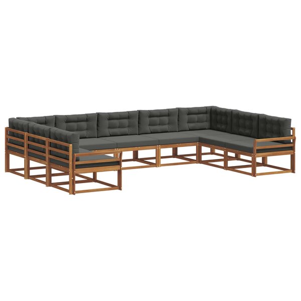 vidaXL Ensemble de canapés d'extérieur 9 Pièces Naturel et Anthracite