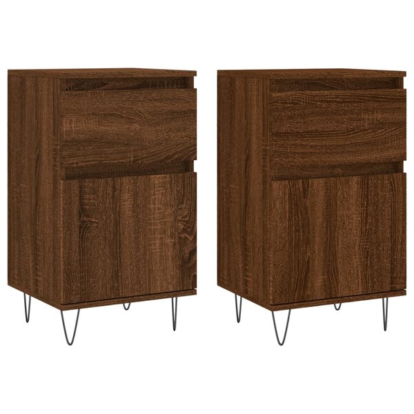 vidaXL Buffets 2 Pièces chêne marron 40x35x70 cm bois d'ingénierie