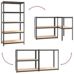 vidaXL Étagère à 2 niveaux 5 Pièces Gris Acier et bois ingénierie