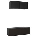 vidaXL Ensemble de meuble TV 2 Pièces Noir Bois d'ingénierie
