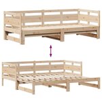 vidaXL Lit de jour avec gigogne et tiroirs sans matelas 90x190 cm