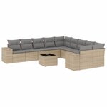 vidaXL Salon de jardin 11 Pièces avec coussins beige résine tressée