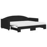 vidaXL Lit de jour avec gigogne et matelas noir 90x190 cm tissu