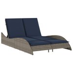 vidaXL Chaise longue avec coussins Gris 114 x 205 x 73 cm Résine tressée