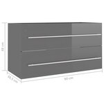 vidaXL Ensemble de meubles de bain 2 Pièces Gris brillant Aggloméré