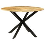 vidaXL Table à manger Bois de manguier brut massif et acier 120x77 cm