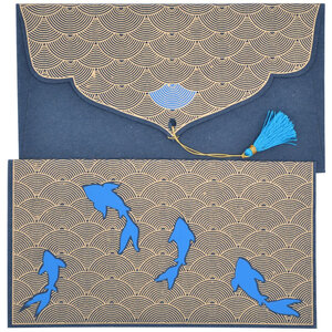 PAPERTREE LUCKY Lot de 5 Enveloppes cadeau 19x10cm Marine/Turquoise