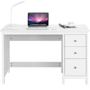 Bureau informatique table d'ordinateur 120 x 50 x75 cm spacieux avec 3 tiroirs style moderne coloris blanc 20_0004849
