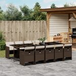 vidaXL Ensemble à manger de jardin et coussins 11 Pièces marron rotin