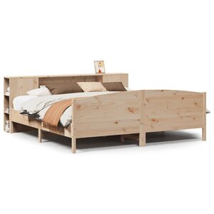 vidaXL Lit bibliothèque sans matelas 200x200 cm bois massif de pin