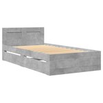 vidaXL Cadre de lit et tête de lit sans matelas gris béton 100x200 cm