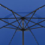 vidaXL Parasol de jardin avec lumières LED et mât en métal bleu azuré