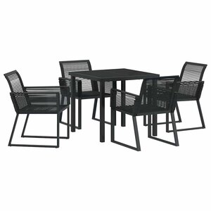 vidaXL Ensemble de salle à manger pour jardin 5 Pièces Noir Poly rotin