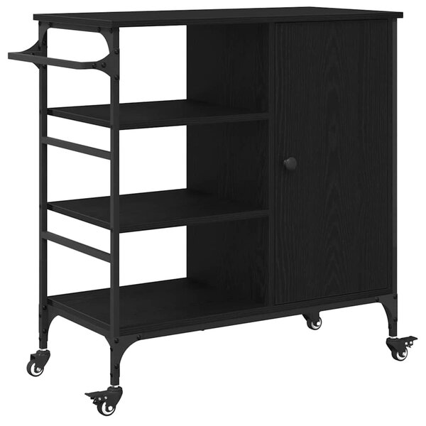 vidaXL Chariot de cuisine Chêne noir 87 5x38 5x84 5 cm Bois d'ingénierie