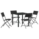 vidaXL Ensemble de salle à manger pour jardin 5 Pièces Noir