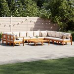 vidaXL Salon de jardin avec coussins 9 Pièces bois massif d'acacia