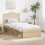 vidaXL Cadre de lit avec tête de lit Sonoma 90 x 190 cm Pin massif