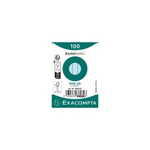 Paquet 100 Fiches Sous Film - Bristol Ligné Non Perforé 55x74mm - Bleu Ciel - X 48 - Exacompta