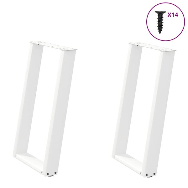 vidaXL Pieds de table à manger en U 2 pièces Blanc 60 x (72-73) cm Acier