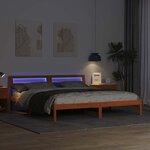 vidaXL Cadre de lit avec tête de lit Marron 200 x 200 cm Bois massif