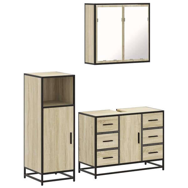 vidaXL Ensemble de meubles de salle de bain 3 Pièces chêne sonoma