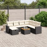vidaXL Salon de jardin 8 Pièces avec coussins noir résine tressée