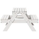 vidaXL Table de pique-nique pour enfants blanc bois massif de pin