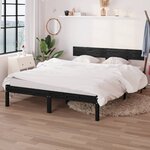 vidaXL Cadre de lit sans matelas noir bois massif 160x200 cm