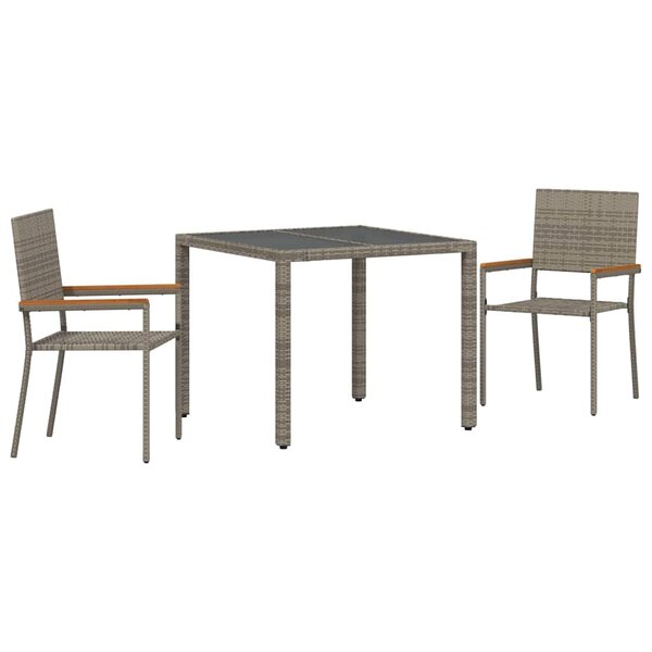 vidaXL Ensemble de salle à manger pour jardin 3 Pièces Gris  Marron