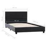 vidaXL Cadre de lit Noir Similicuir 90 x 200 cm