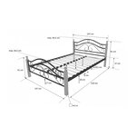 Design metal lit double 140 x 200 cadre de lit lattes bois neuf noir brun