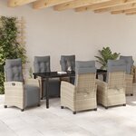 vidaXL Ensemble de jardin 7 pièces beige rattan poly