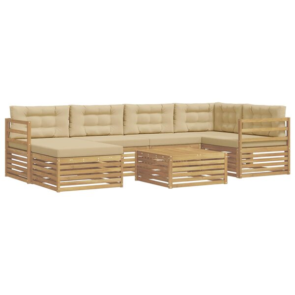 vidaXL Ensemble de canapés d'extérieur 7 pc Blanc et Beige