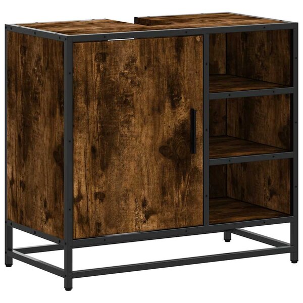 vidaXL Armoire de lavabo de salle de bain chêne fumé 65x33x60 cm