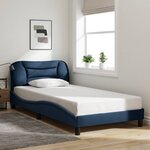 vidaXL Cadre de lit sans matelas bleu 100x200 cm tissu