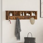 vidaXL Porte-manteau mural avec étagère Montage mural avec stockage Chêne fumé 100 x 16 x 26 cm