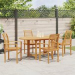 Ensemble de salle à manger de jardin de 5 pièces en bois massif Teck vidaXL