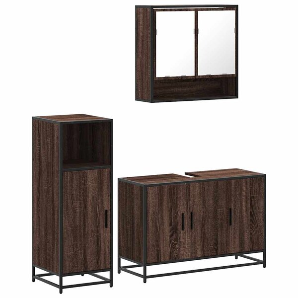 vidaXL Ensemble de meubles de salle de bain 3 Pièces Chêne marron