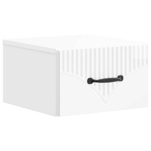 vidaXL Cabinet de chevet mural Blanc brillant 34 5 x 33 x 20 cm