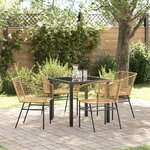 vidaXL Ensemble de salle à manger pour jardin 5 Pièces Marron polyrotin