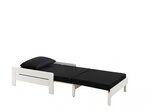 PINO Lit mezzanine 90x200 Blanc + Commode 2 portes + Lit convertible en fauteuil