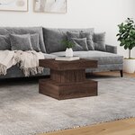 vidaXL Table basse avec lumières LED chêne marron 50x50x40 cm