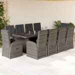 vidaXL Ensemble à manger de jardin 11Pièces avec coussins gris poly rotin