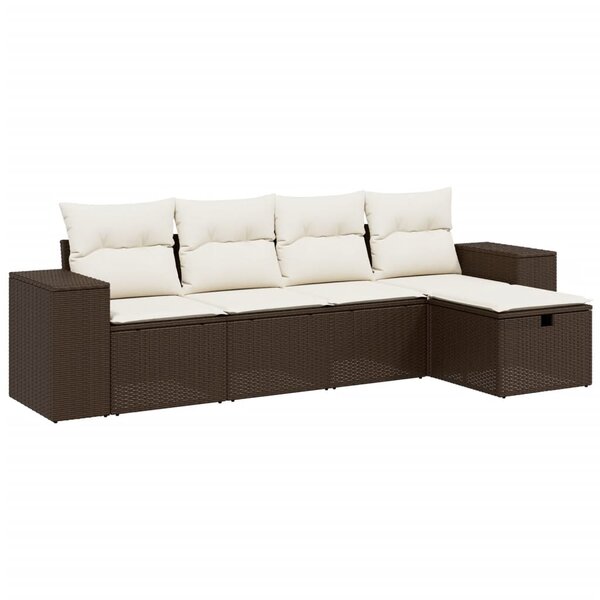 vidaXL Salon de jardin avec coussins 5 Pièces marron résine tressée