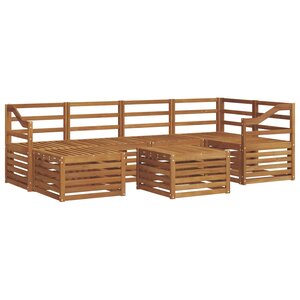 vidaXL Ensemble de canapé d'angle 7 Pièces Naturel Bois d'Acacia Massif