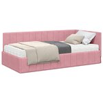 vidaXL Cadre de lit d'angle avec matelas 2 Pièces Gris Velours